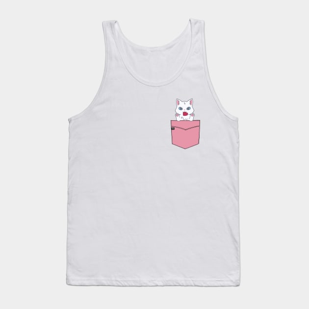 Heart Kitty Cat Pouchie Shirt - In Pocket Tank Top by MMTees